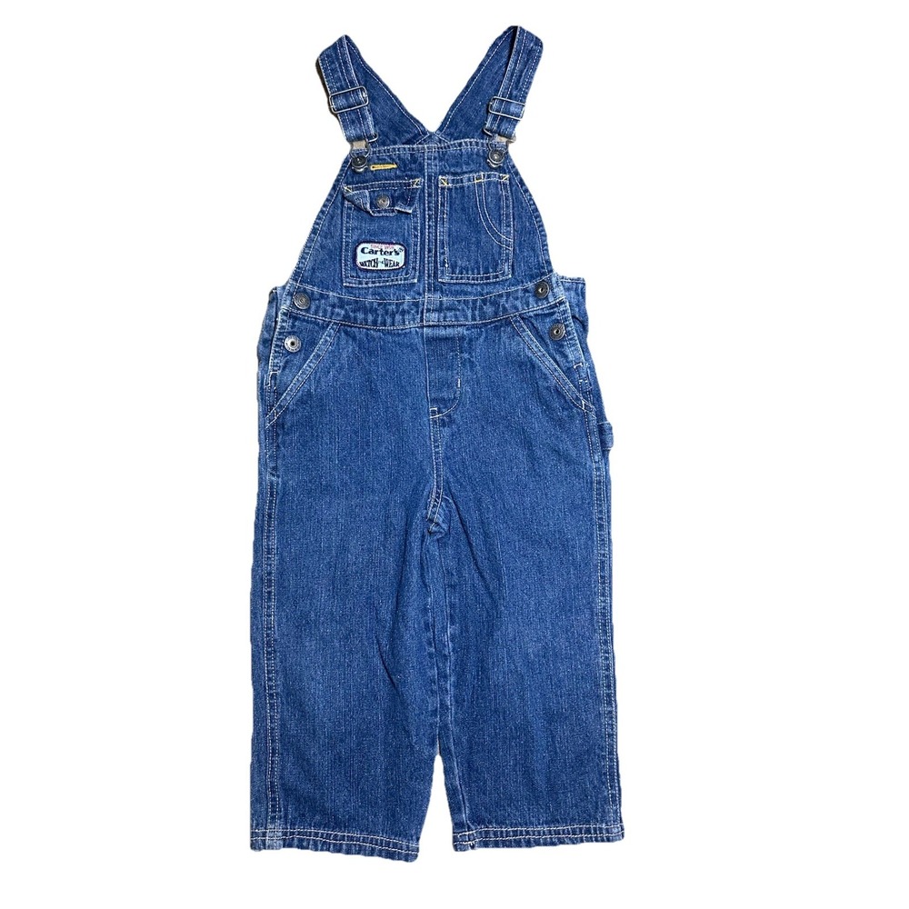 Vintage Carters Watch The Wear Toddler 2T Denim Blue Overalls‎ Workwear